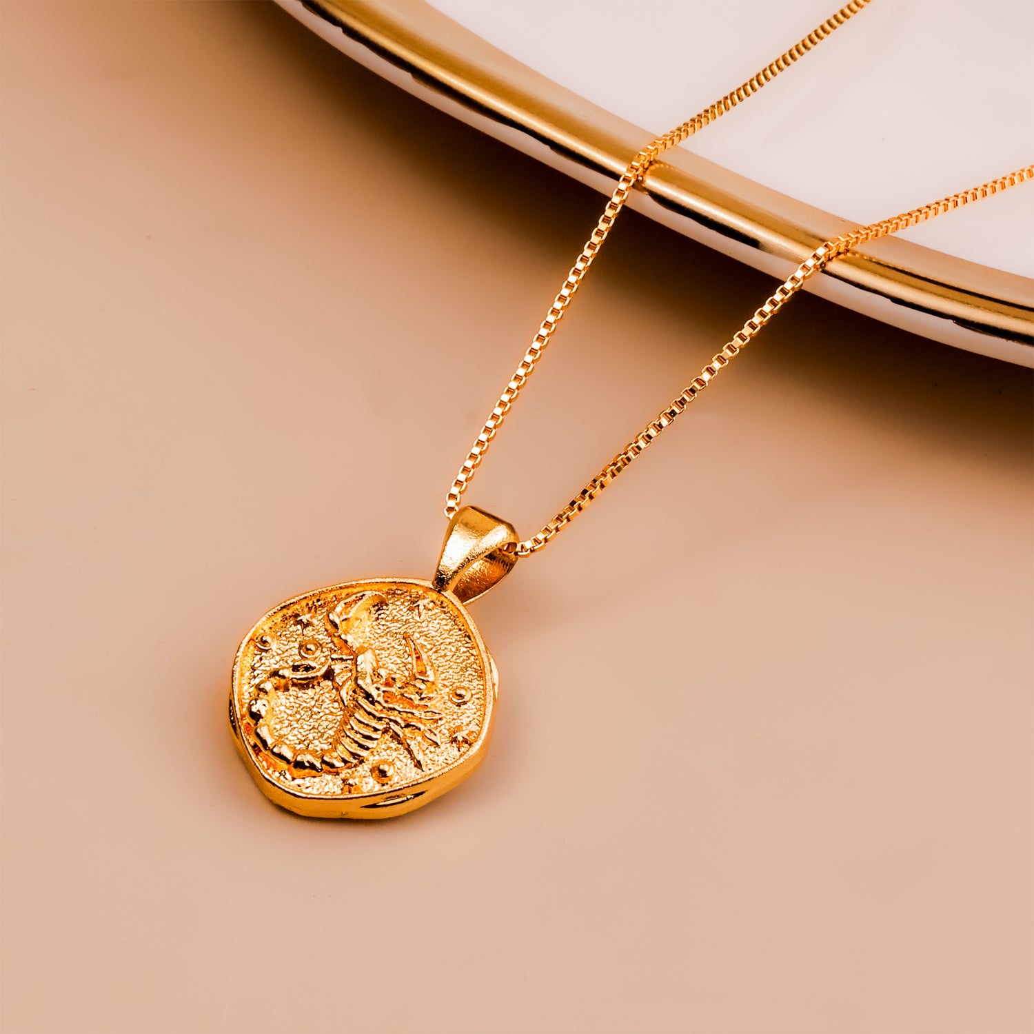 Scorpio Zodiac Sign Gold Plated Pendant - Abhimantrit