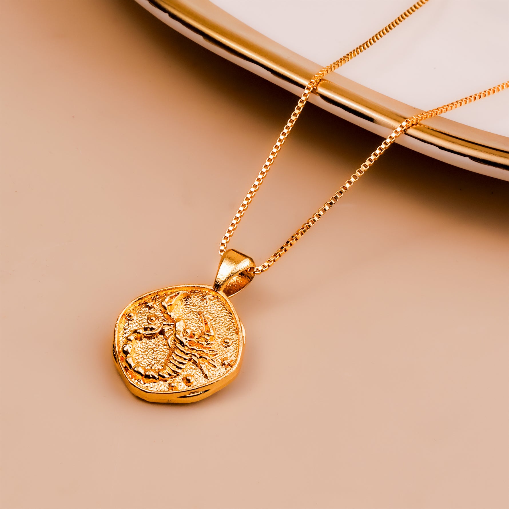 Scorpio Zodiac Sign Gold Plated Pendant - Abhimantrit