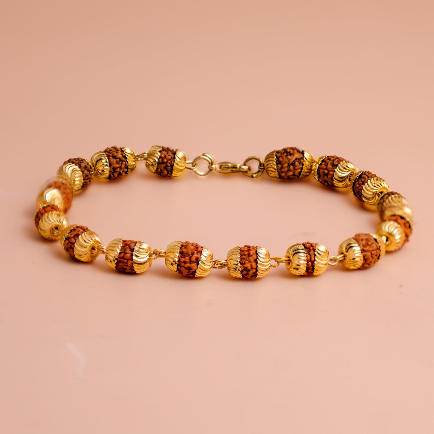 Gold Plated Rudraksha Cap Bracelet - Abhimantrit