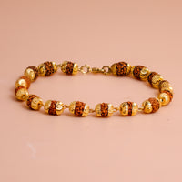 Gold Plated Rudraksha Cap Bracelet