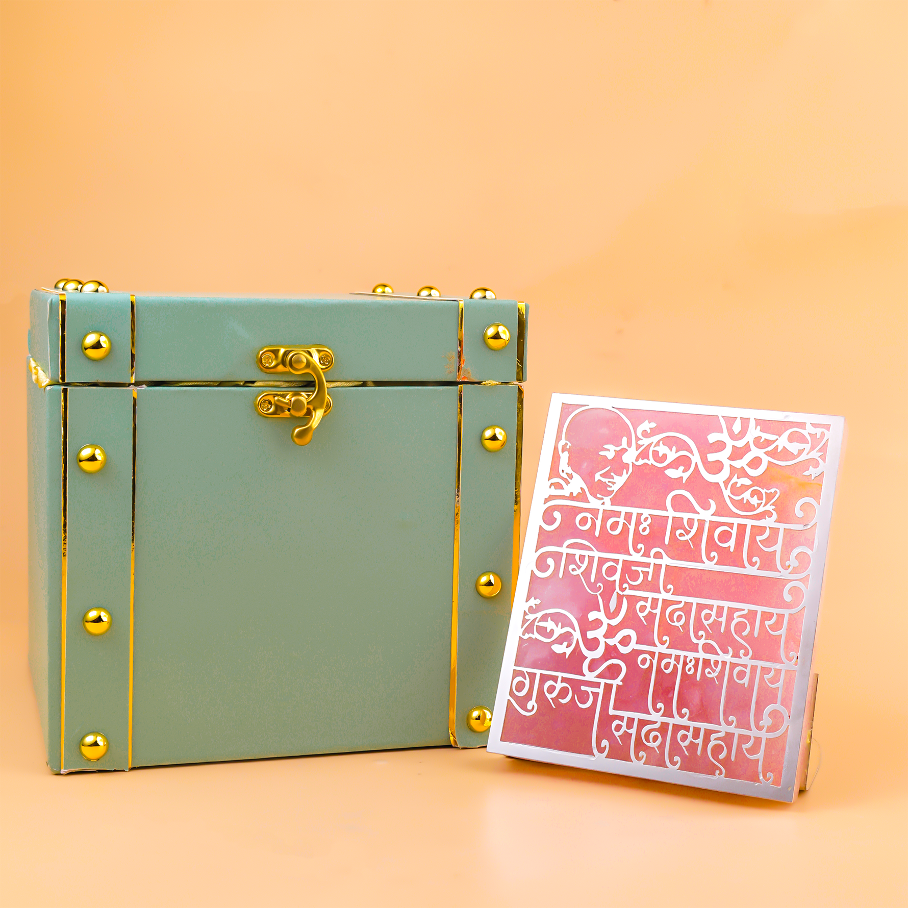 Guru ji Mantra Rose Quartz Tealight Holder - Spiritual Decor  & Religious gift