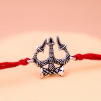 92.5 Pure Silver Trishul Rakhi - Abhimantrit & Certified