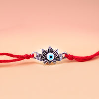 92.5 Pure Silver Lotus With Evil Eye Rakhi
