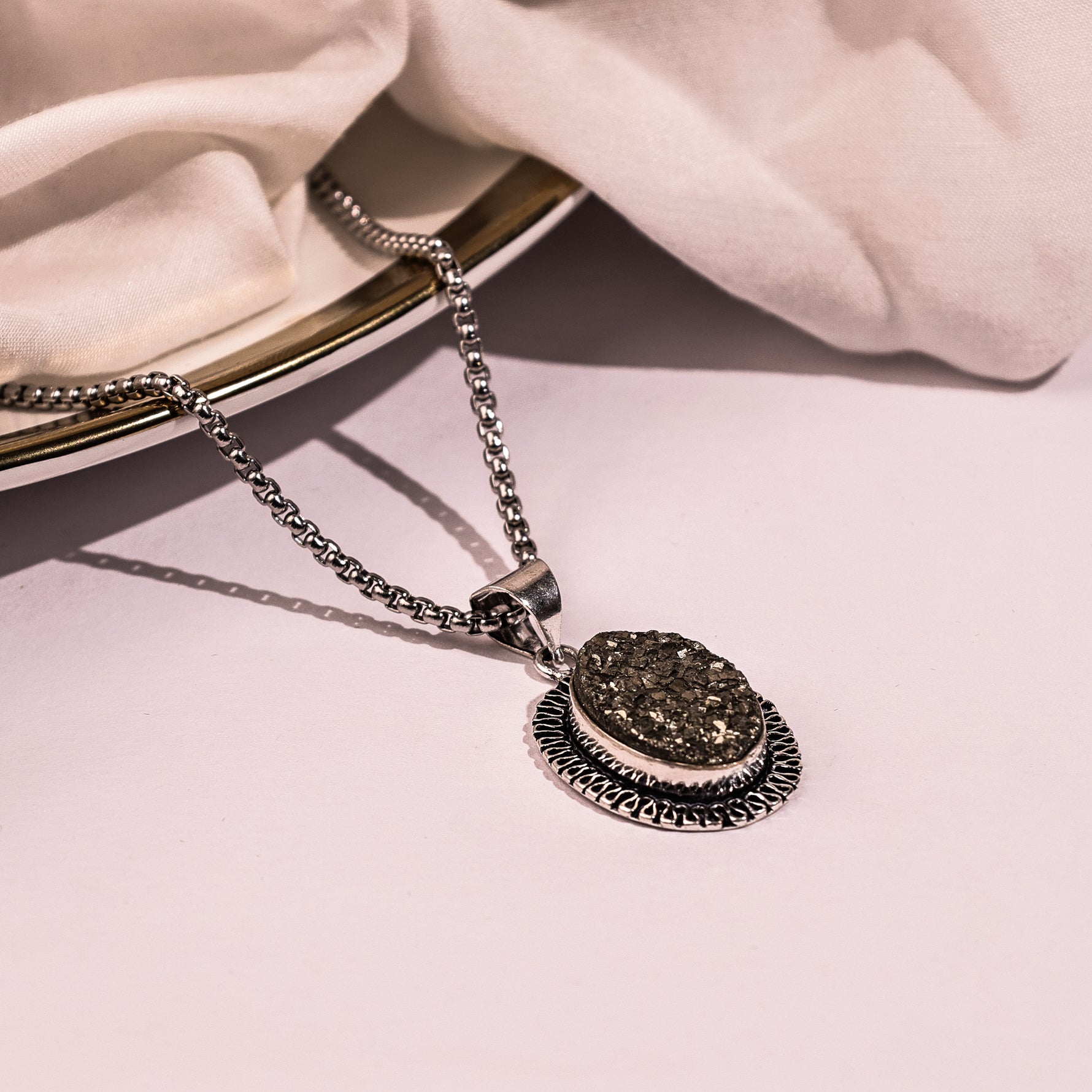 Raw Pyrite Pendant for Wealth & Money - Abhimantrit