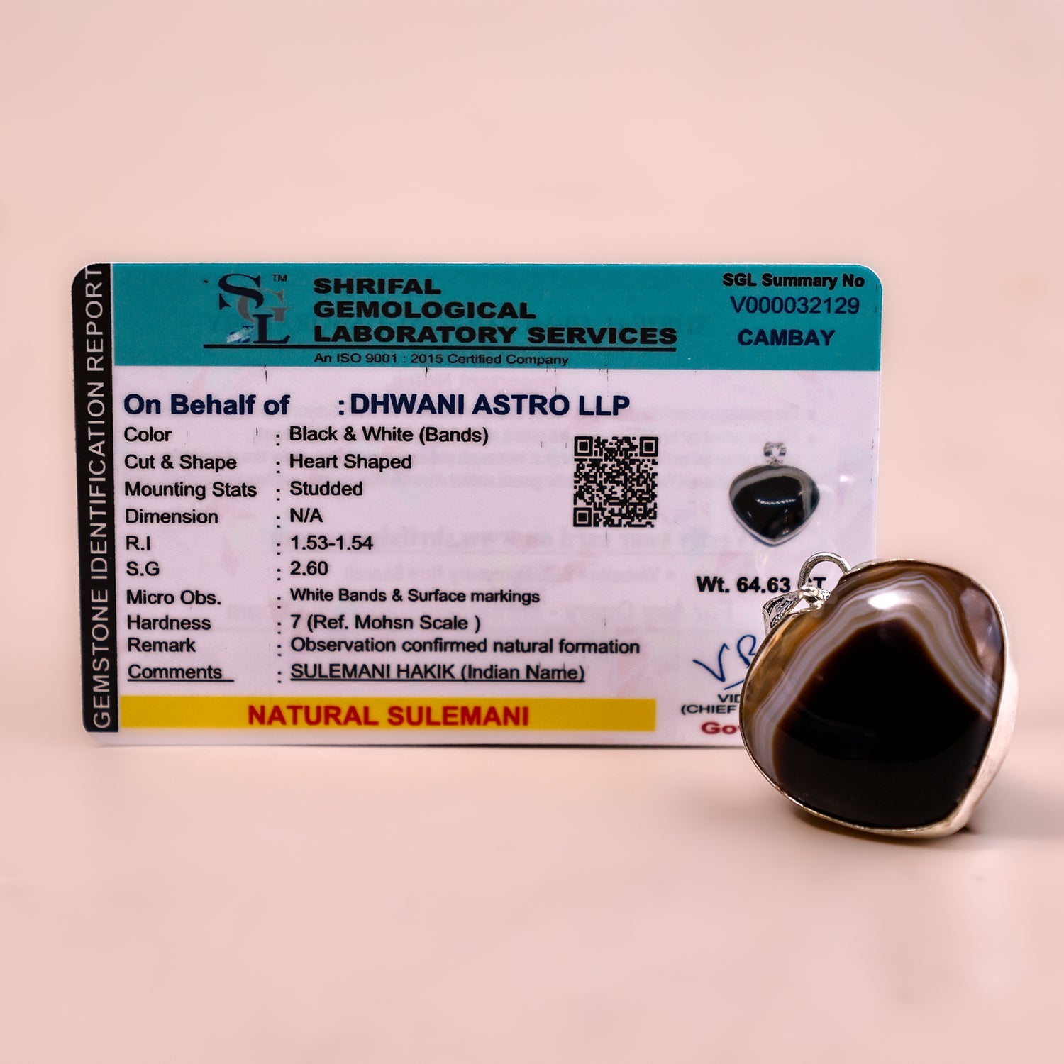 Sulemani Heart Pendant - Abhimantrit & Certified