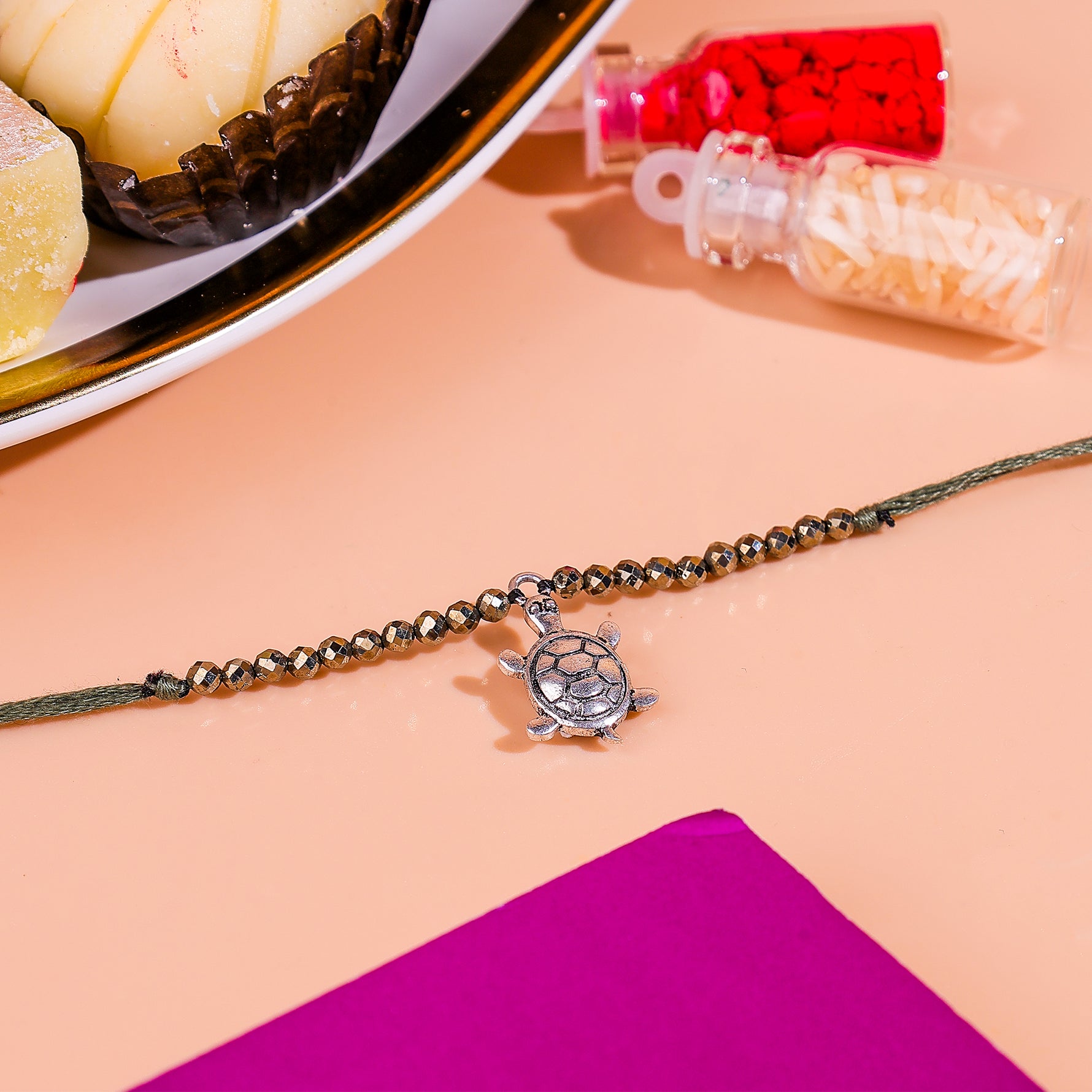 92.5 Pure Silver Turtle Rakhi - Abhimantrit & Certified