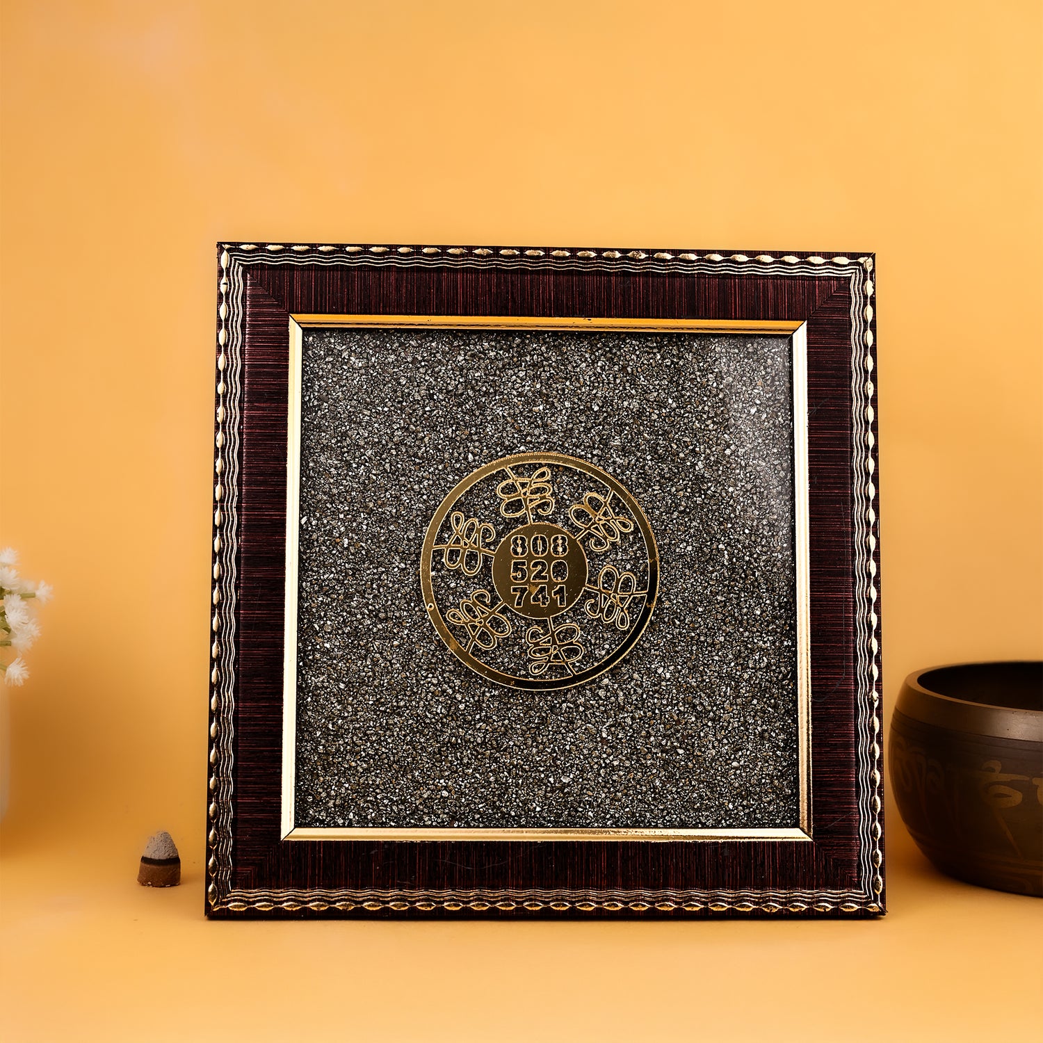 Numerology Healing Yantra Raw Pyrite Frame - Abhimantrit