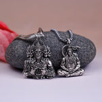 Silver Panchmukhi & Meditating Hanuman Ji Pendant Combo