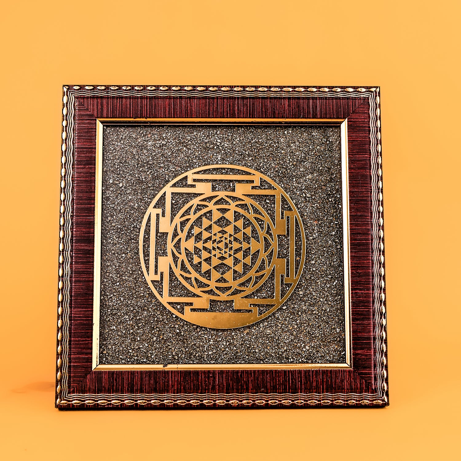 Shri Yantra Raw Pyrite Frame - Abhimantrit