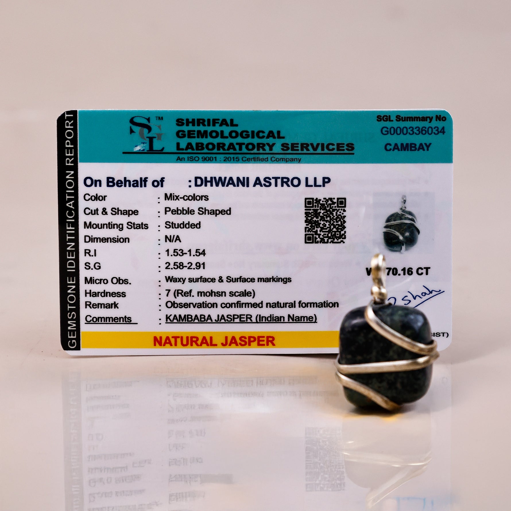 Jasper Wrapping Pendant - Abhimantrit & Certified