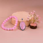 Rose Quartz Bracelet & Pendant With Tree (Combo)