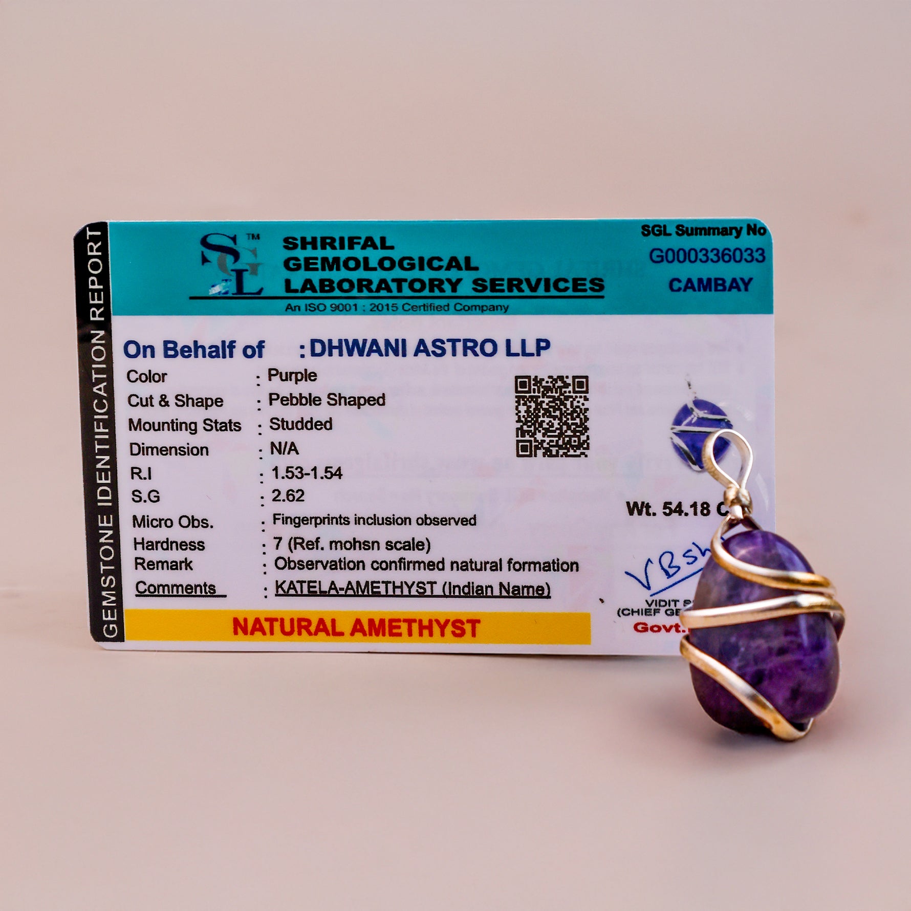 Amethyst Wrapping Pendant - Abhimantrit & Certified