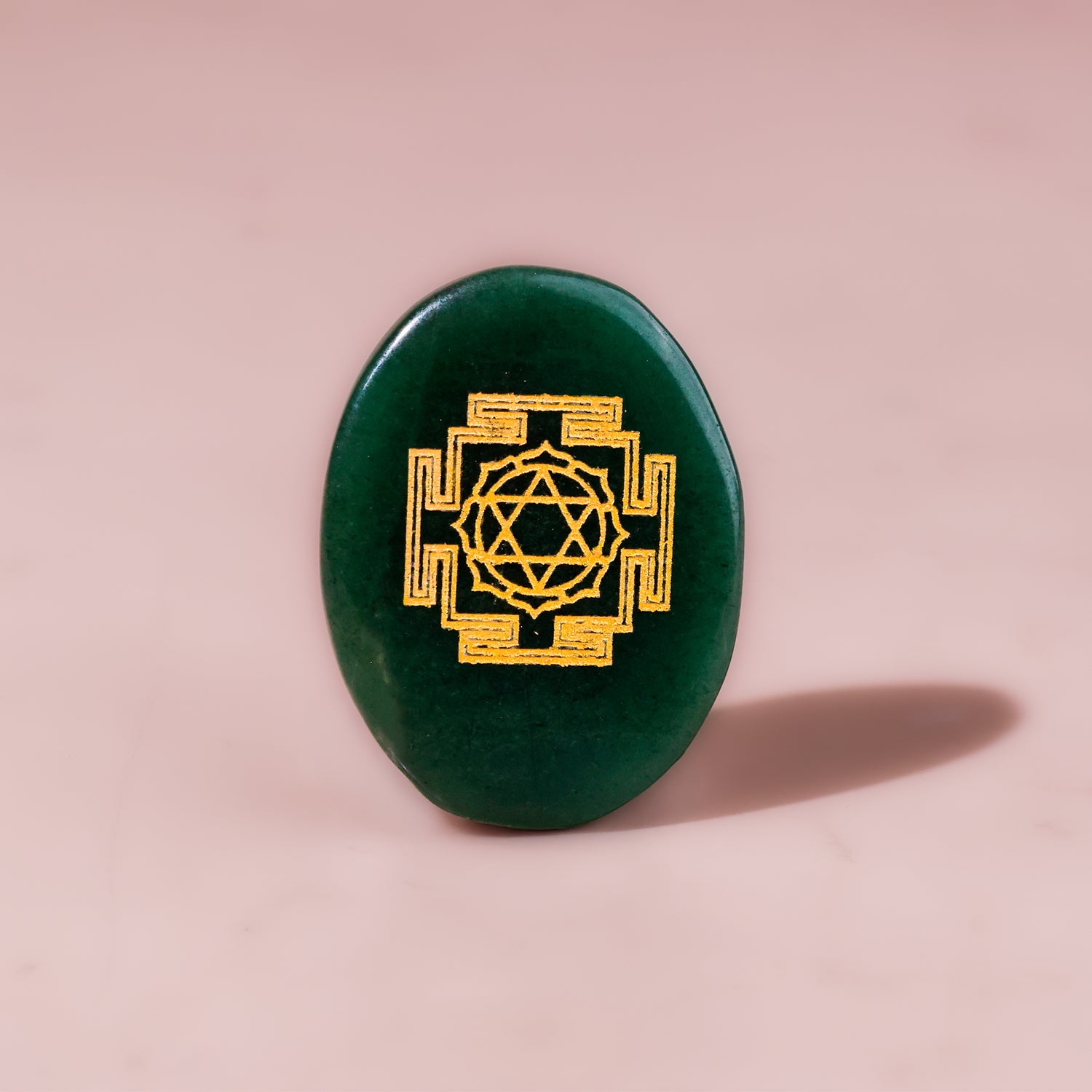 Green Jade Lakshmi Shri Yantra Coin - Abhimantrit & Certified