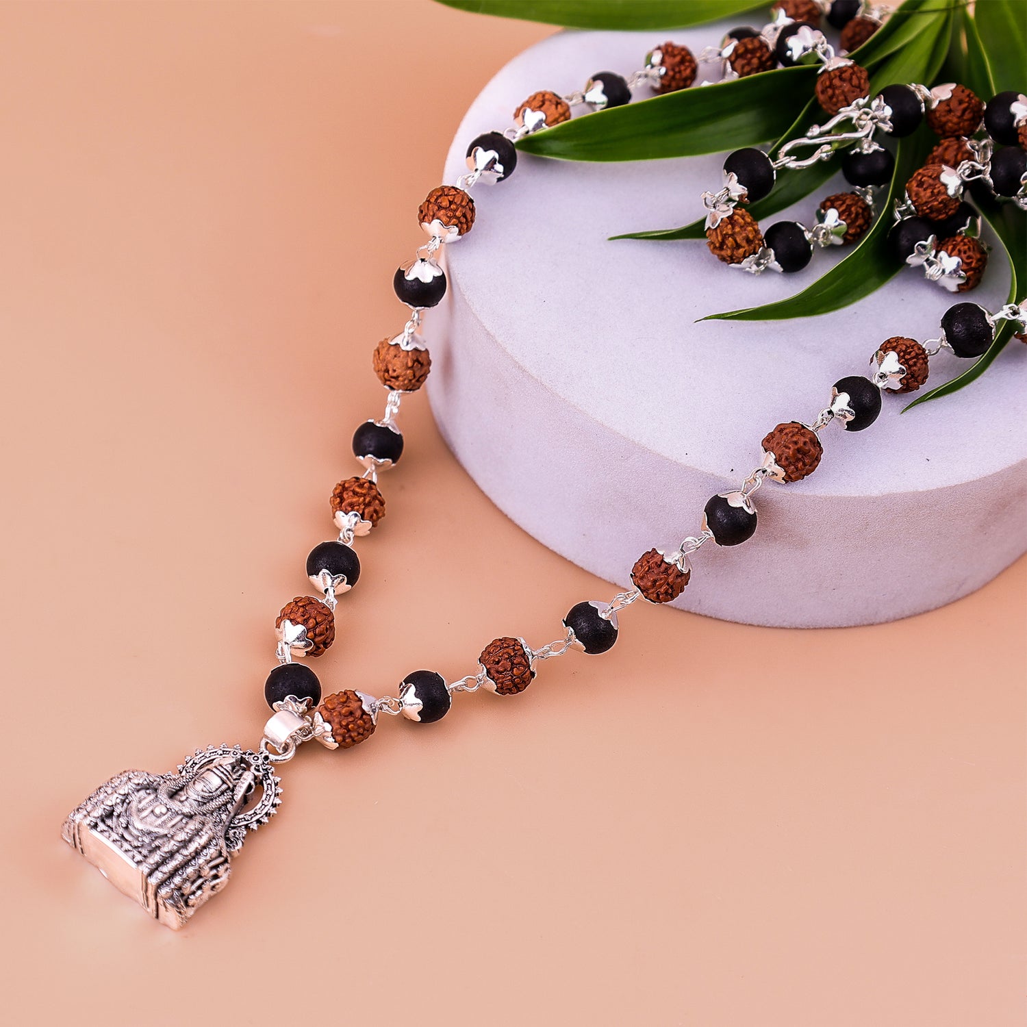 Karungali Rudraksha Mala with Mahadev Jyotirling Pendant 