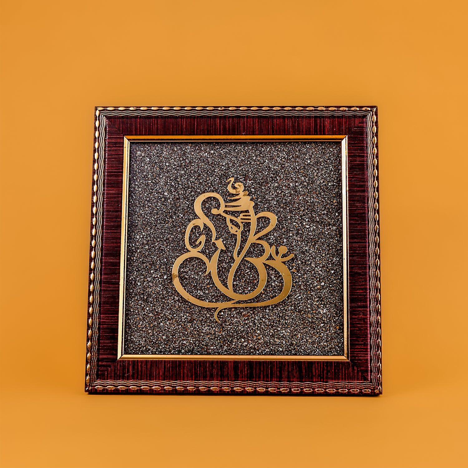 Ganesh Ji Raw Pyrite Frame - Abhimantrit