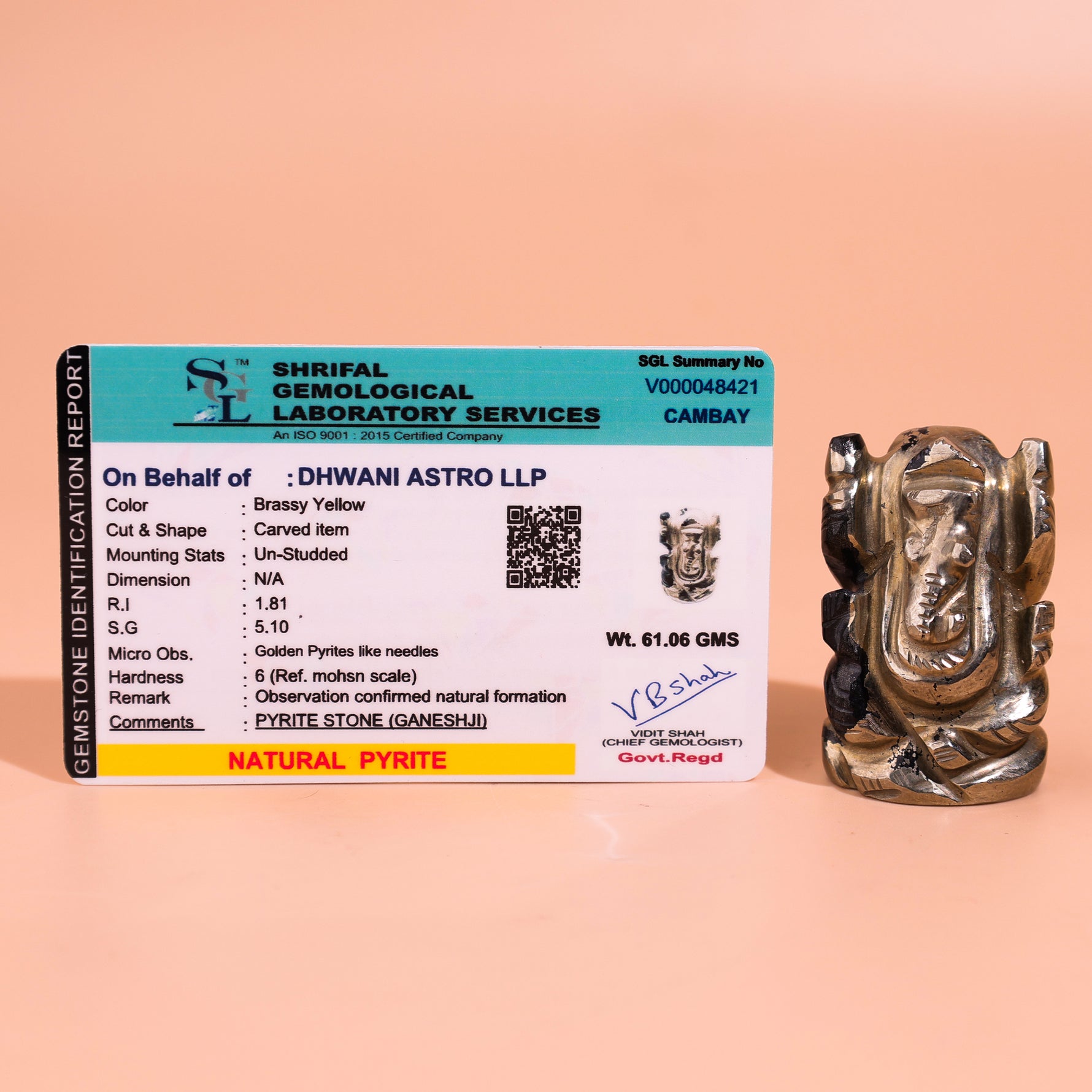 Pyrite Ganesha - Abhimantrit & Certified