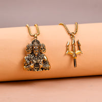 Panchmukhi Hanuman Ji with Bholenath Trishul Pendant