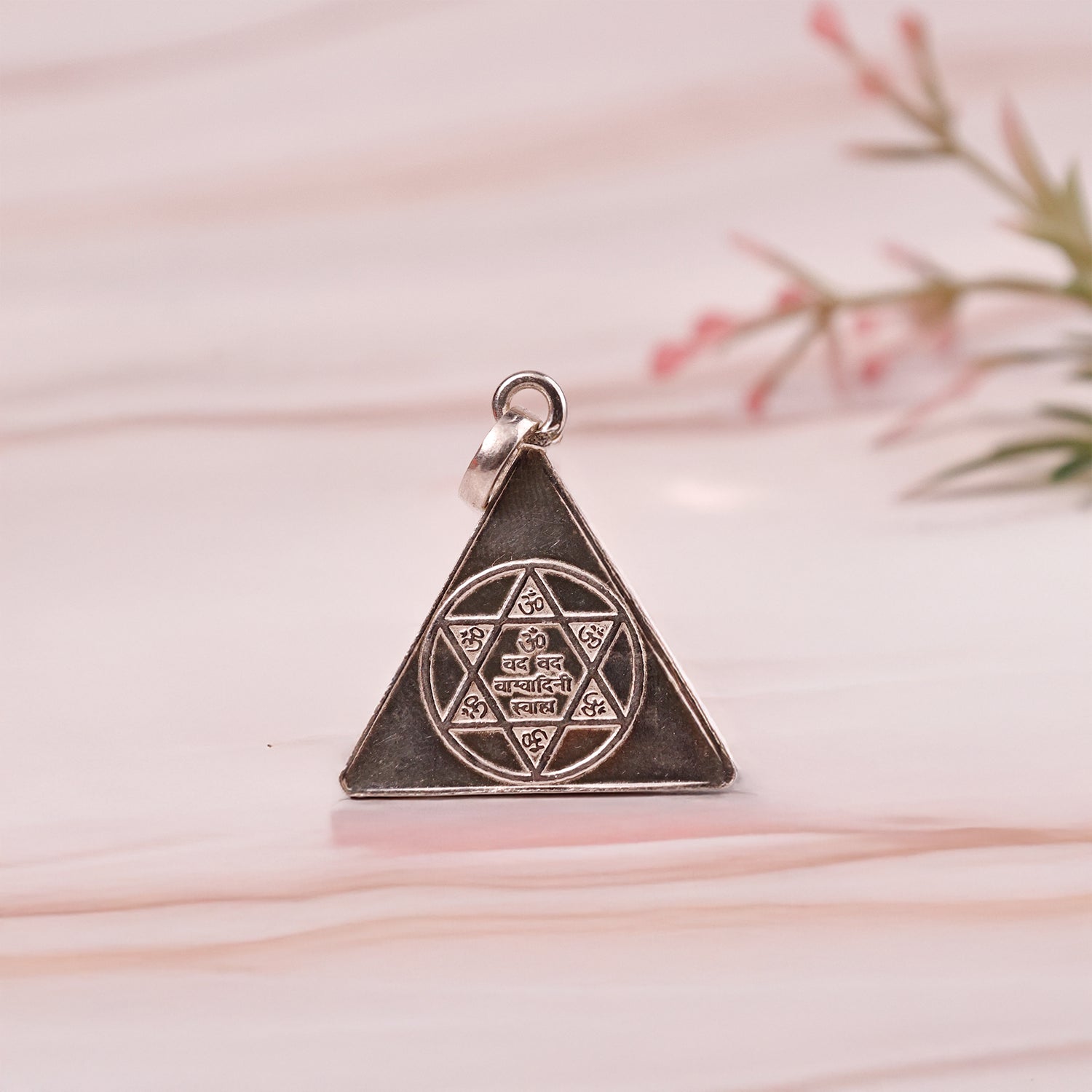 Trishakti Silver Maa Saraswati Yantra Pendant - Abhimantrit