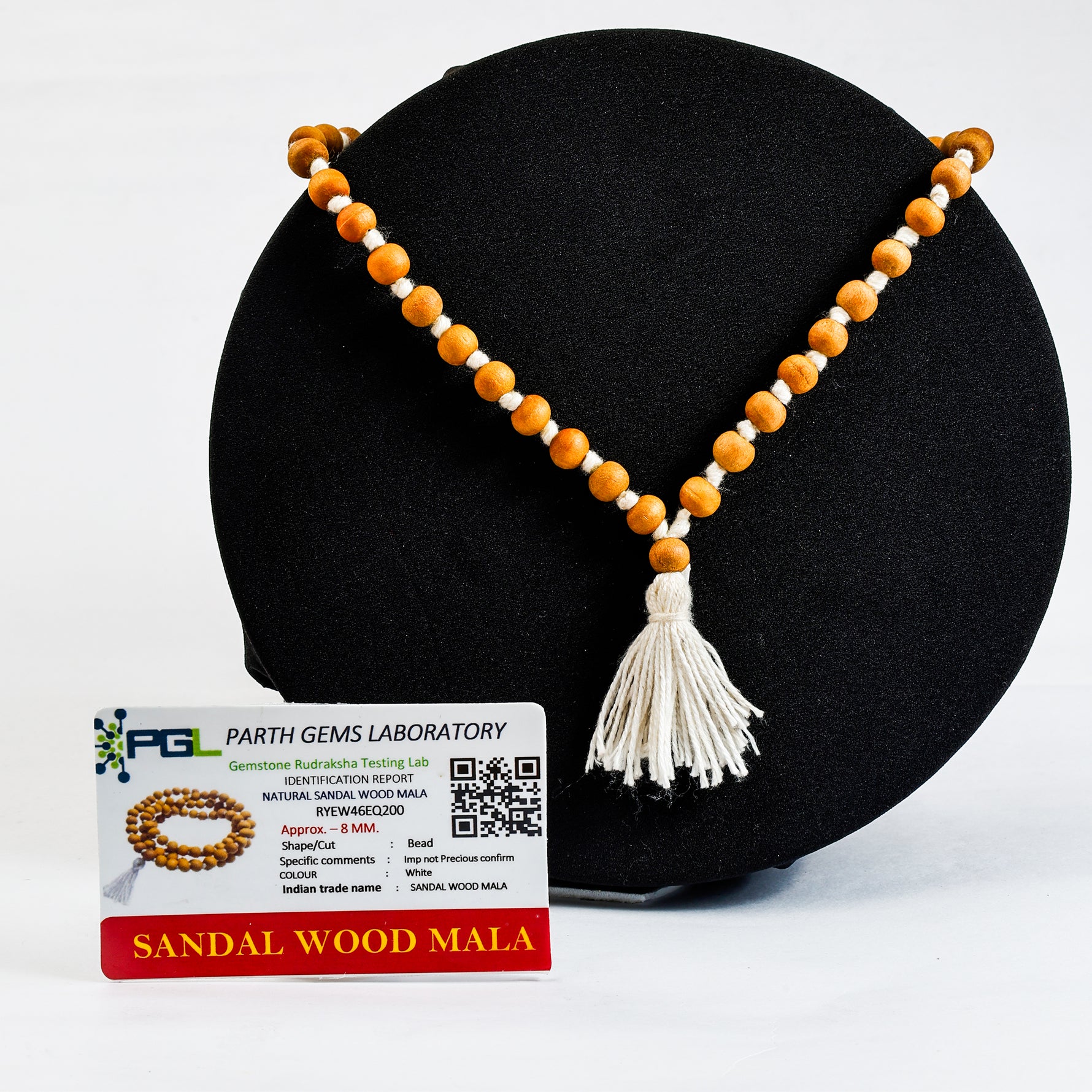 White Sandal Wood Mala - Abhimantrit & Certified