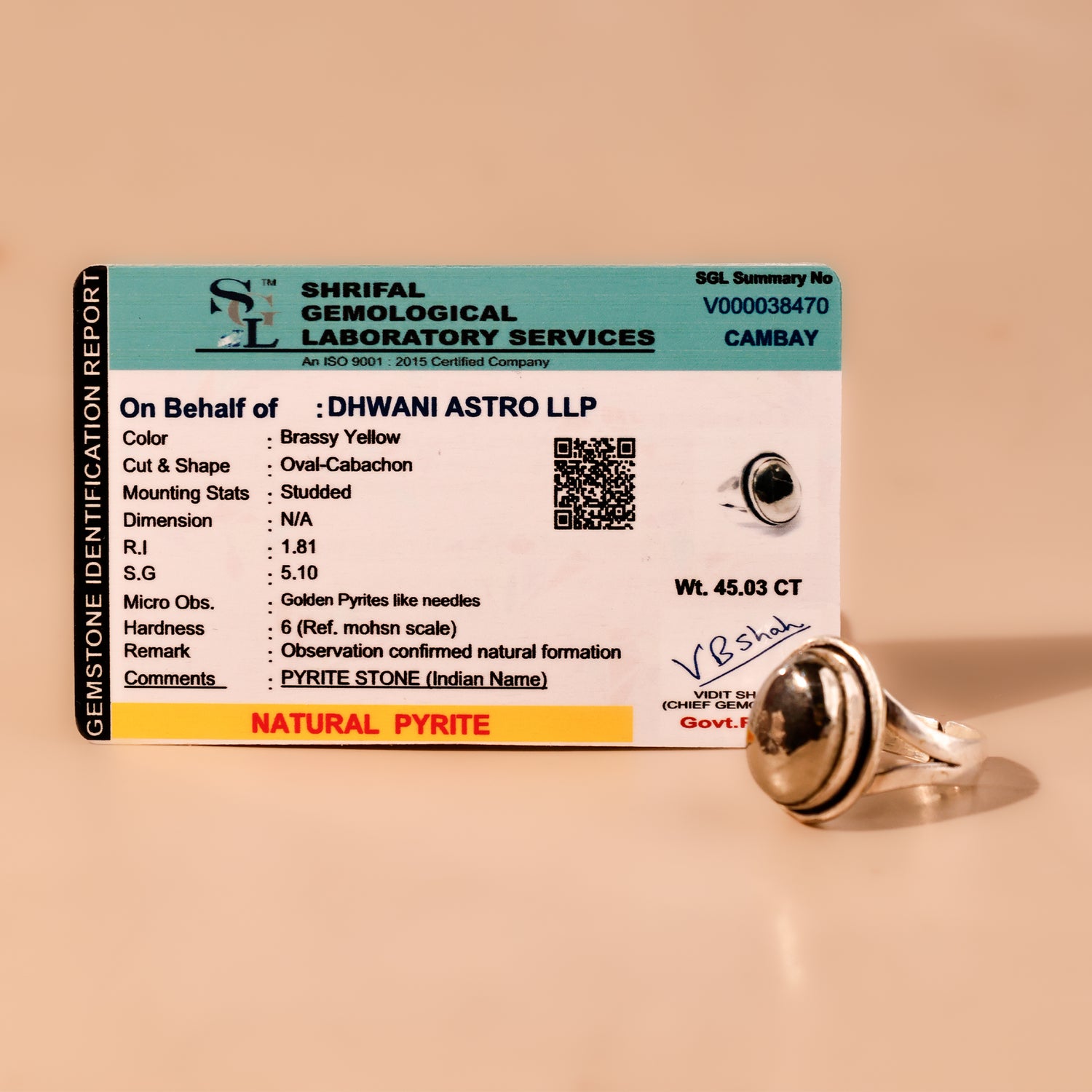 Pyrite Ring - Abhimantrit & Certified