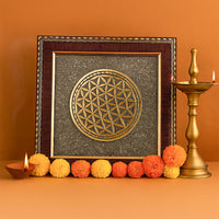Flower Of Life Raw Pyrite Frame - Abhimantrit