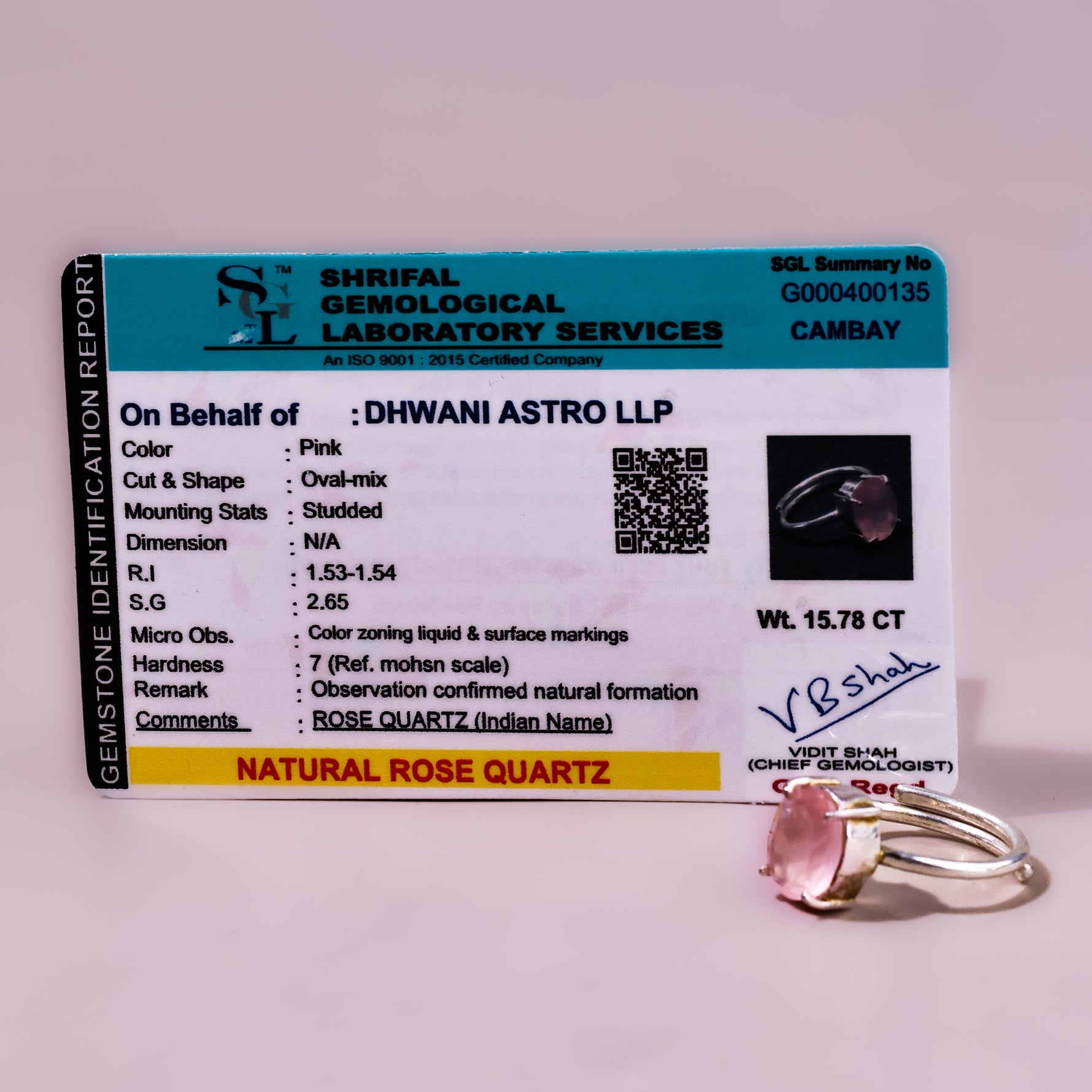 Rose Quartz RingRose Quartz Ring - Abhimantrit & Certified