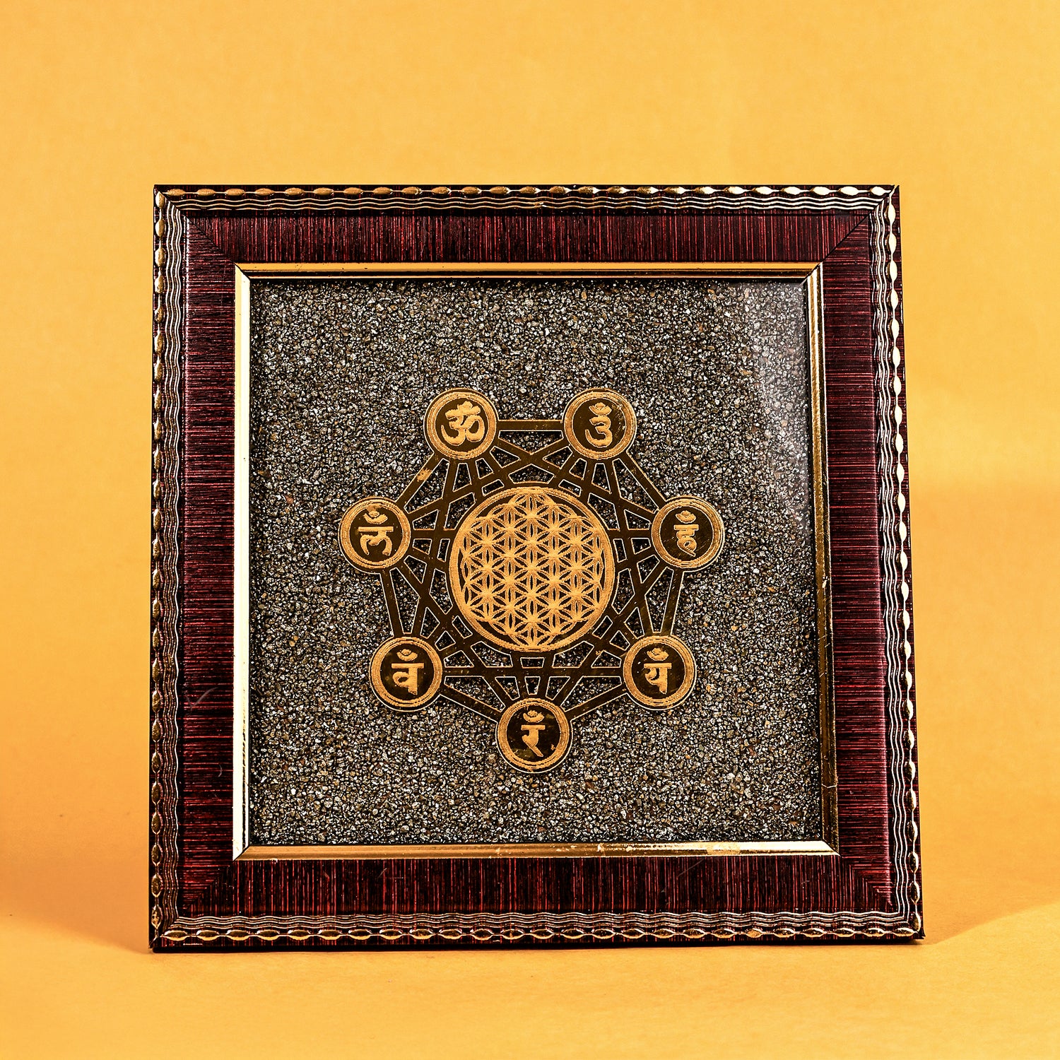 Shree Chakra Raw Pyrite Frame - Abhimantrit