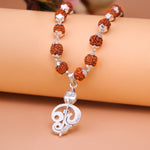 Silver Rudraksha Mala with Murugan Trishul Pendant