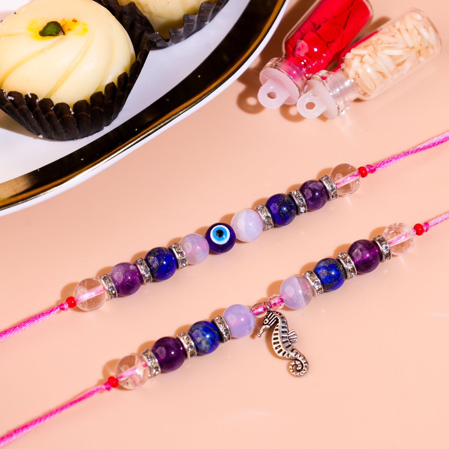 Clear , evil eye ,rose rakhi - Abhimantrit