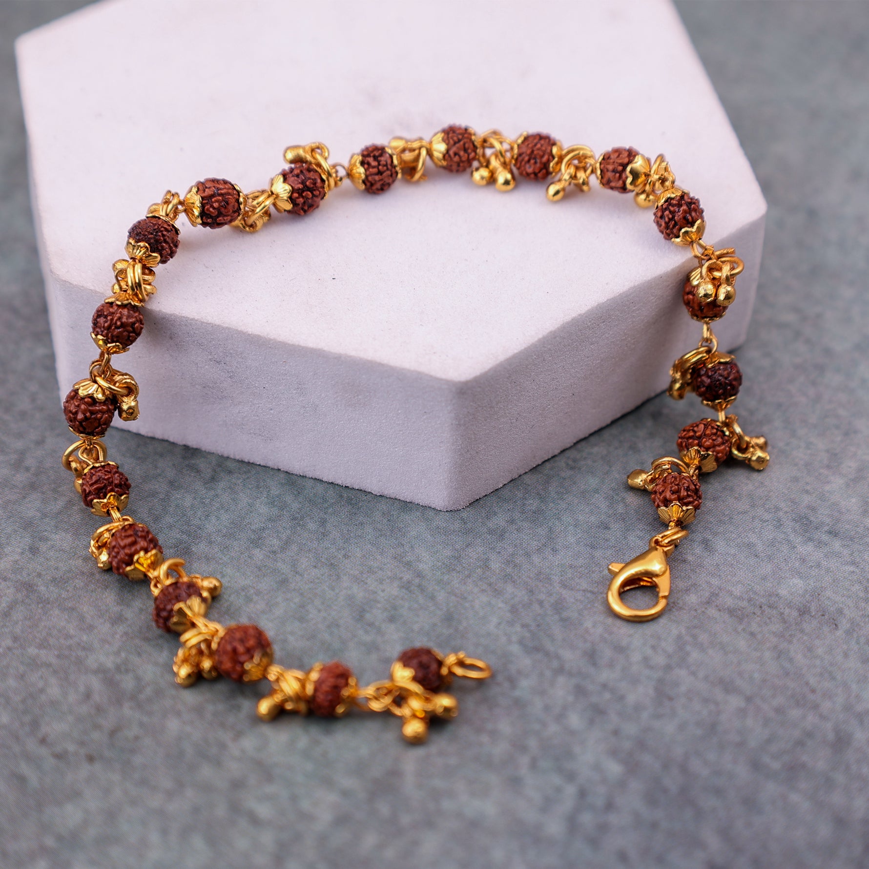 Gold Plated Rudraksha Bracelet - Abhimantrit