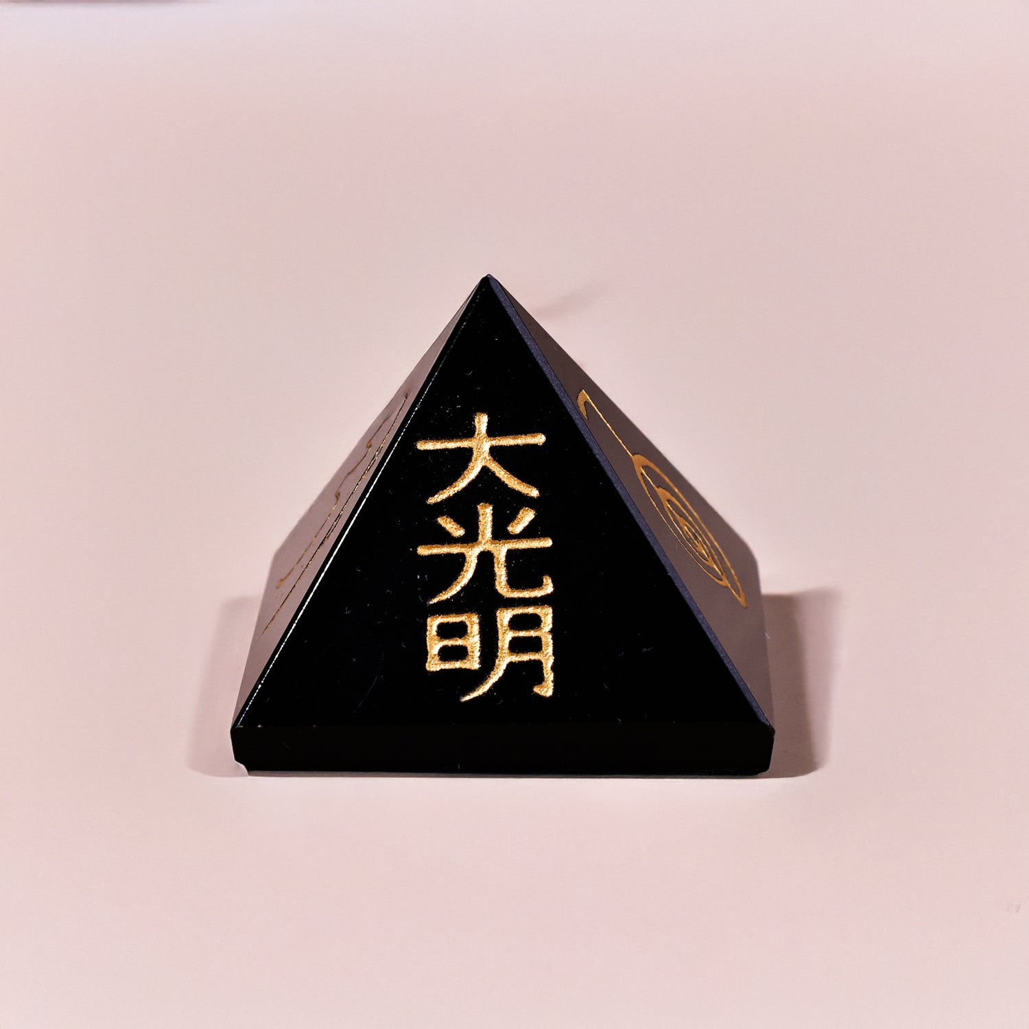 Black Tourmaline Reiki Symbol Pyramid - Abhimantrit