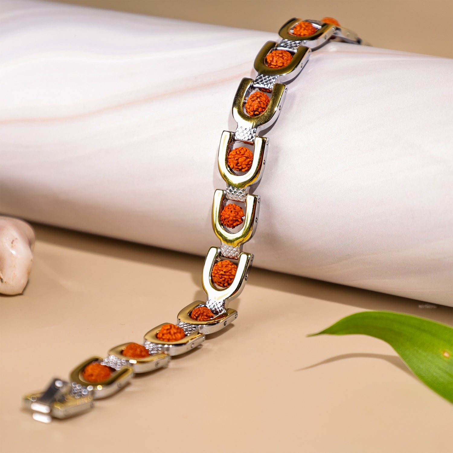 Duotone Rudraksha Bracelet (IGP Gold & Silver Plating) - Abhimantrit
