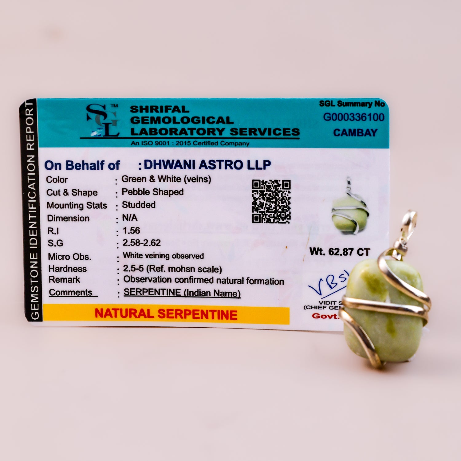 Serpentine Wrapping Pendant - Abhimantrit & Certified