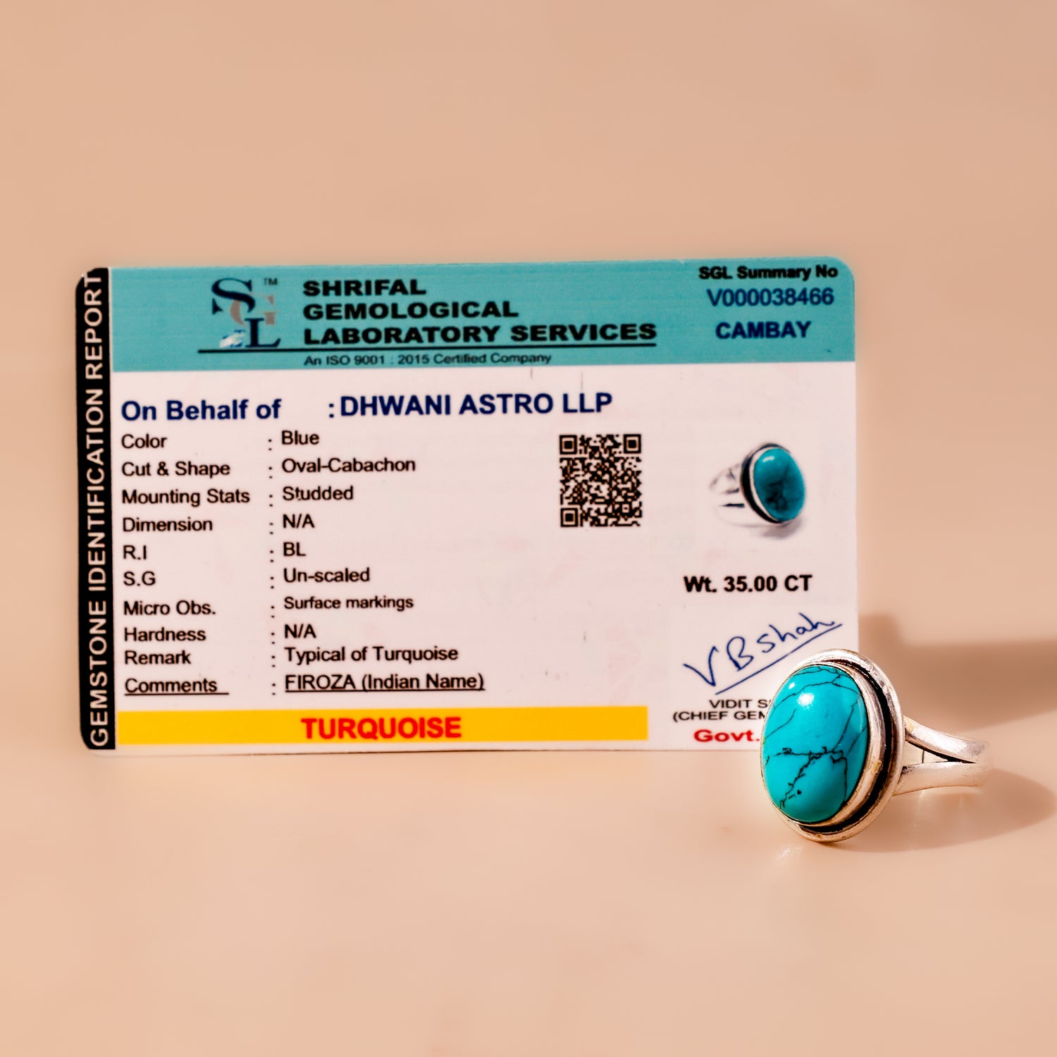 Turquoise Ring - Abhimantrit & Certified