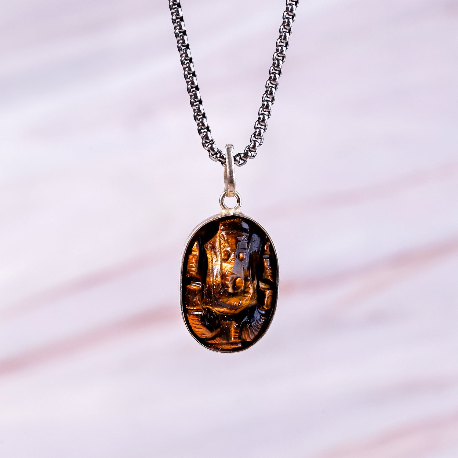 Tiger Eye Ganesh Pendant - Abhimantrit