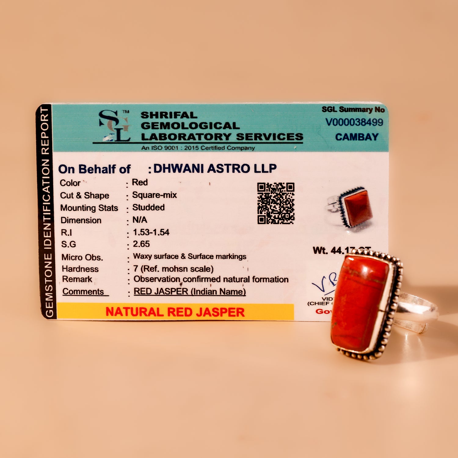 Red Jasper Ring - Abhimantrit & Certified