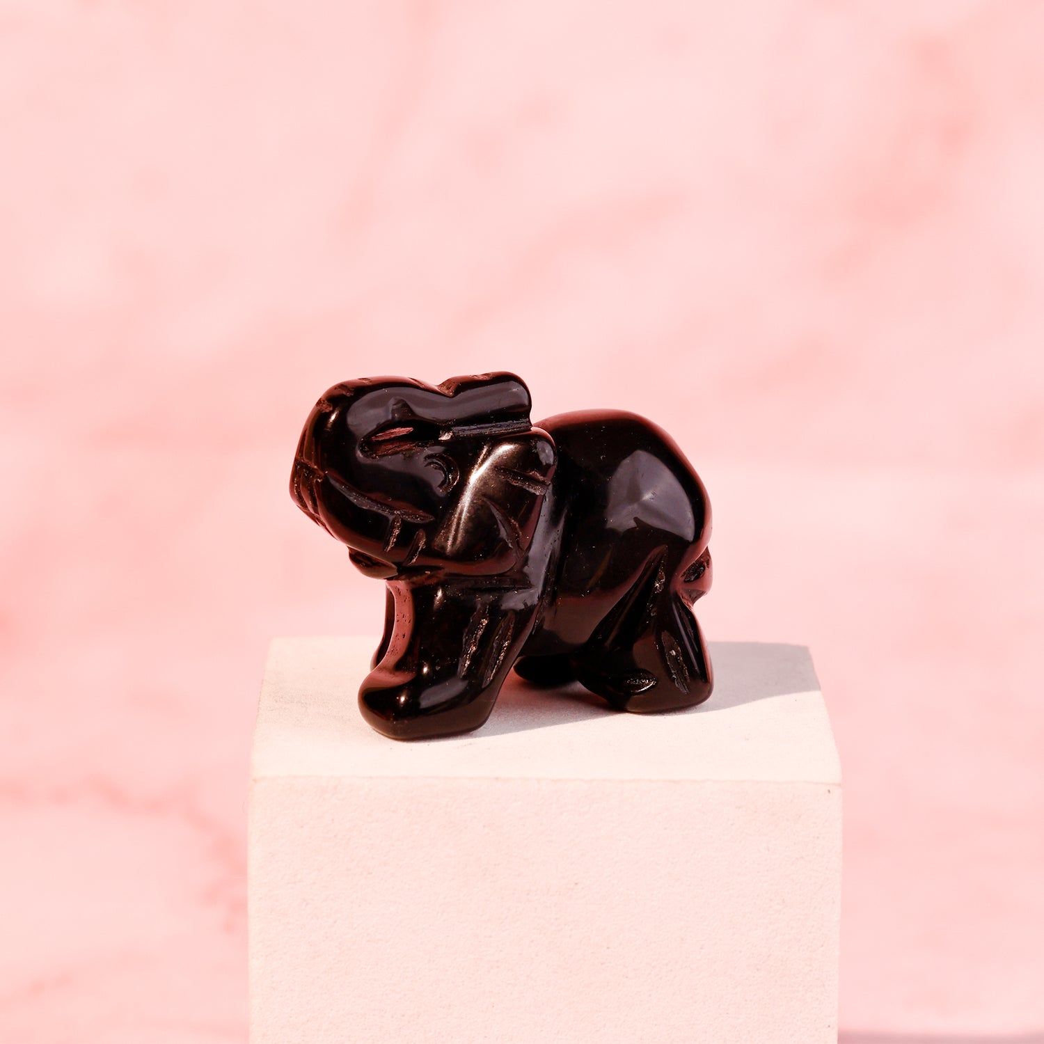 Black Obsidian Crystal Elephant - Abhimantrit