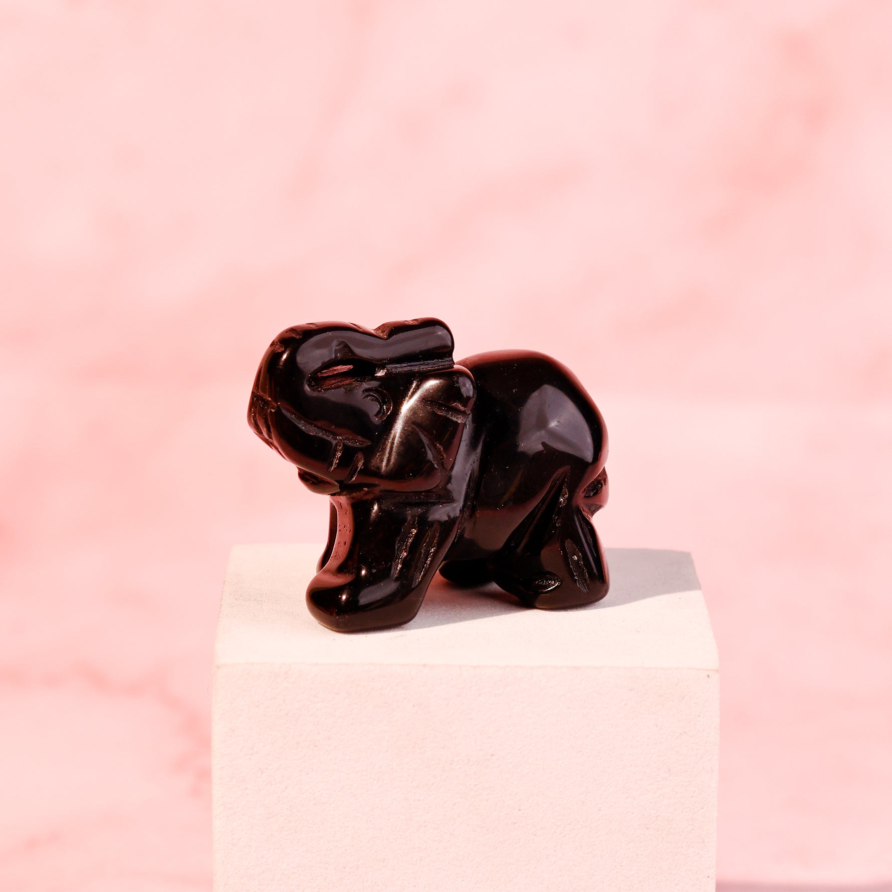 Black Obsidian Crystal Elephant - Abhimantrit