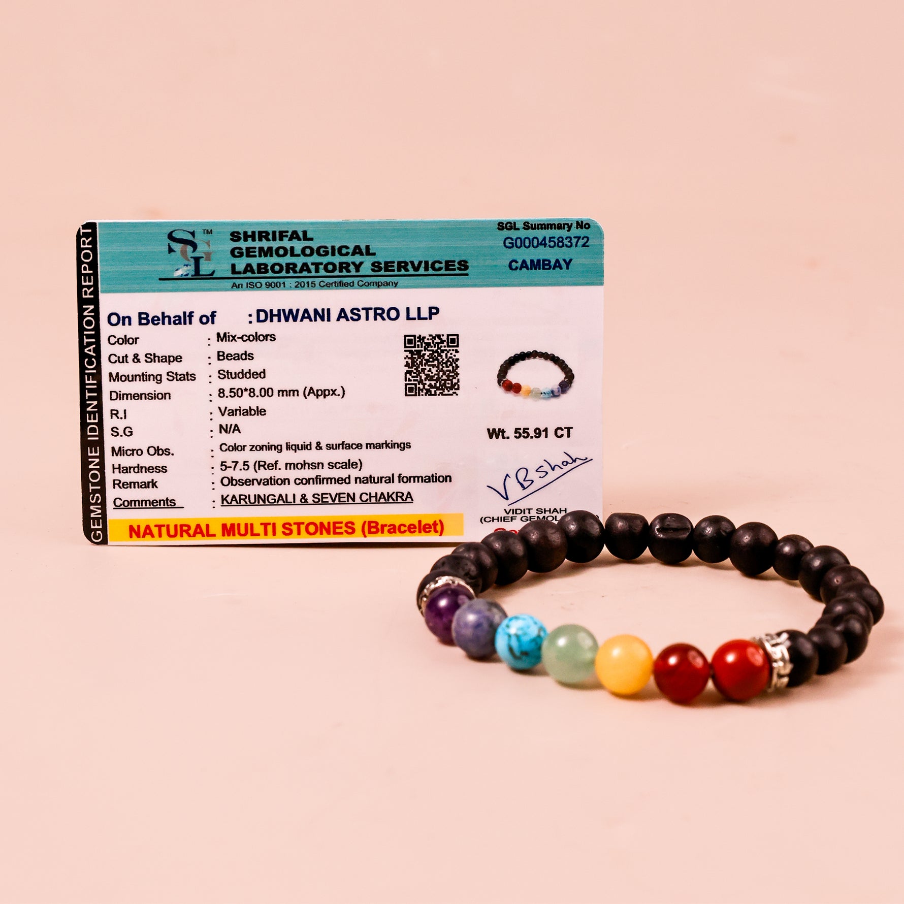 Karungali With 7 Chakra Bracelet - Abhimantrit & Certified