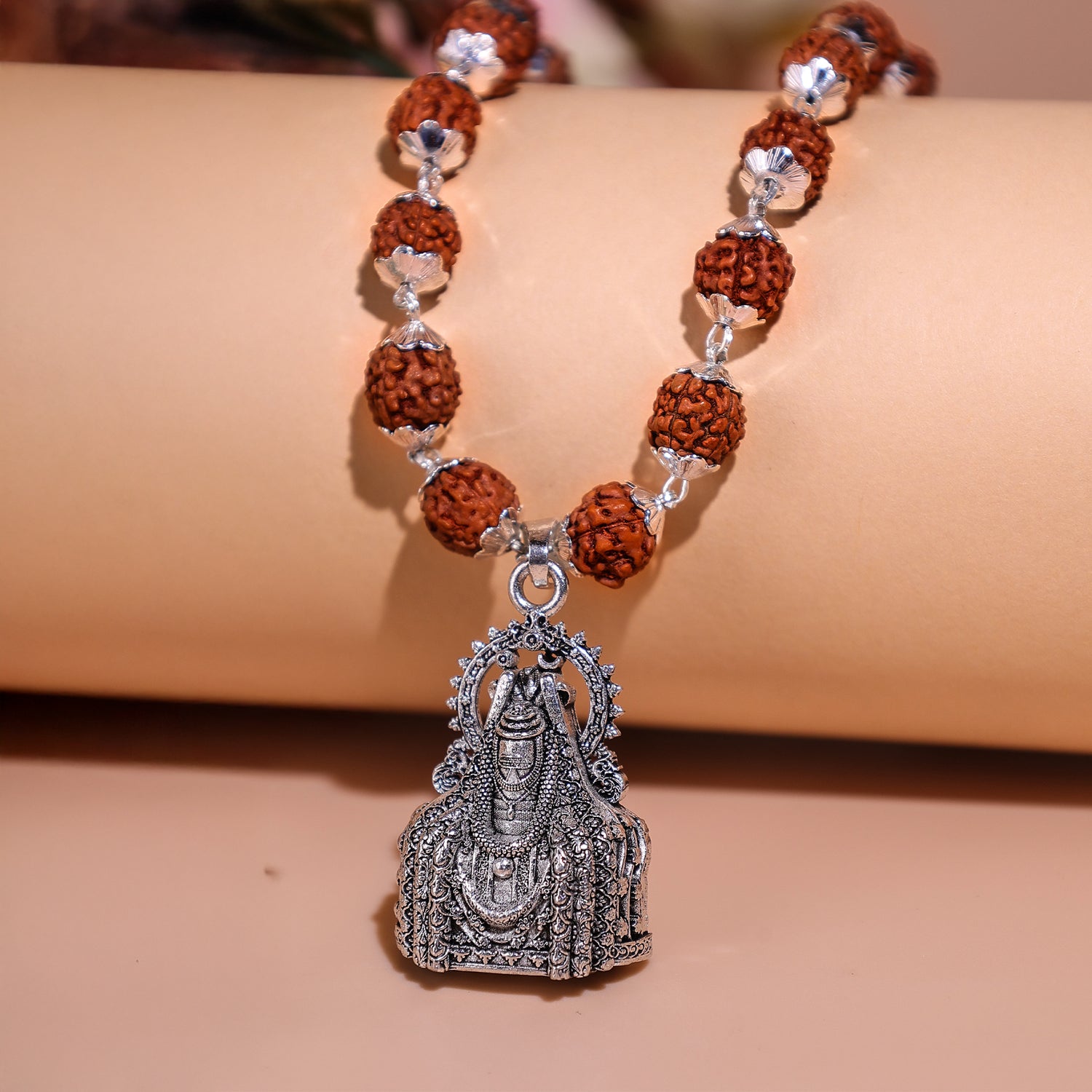 Silver Rudraksha Mala with Mahadev Jyotirling