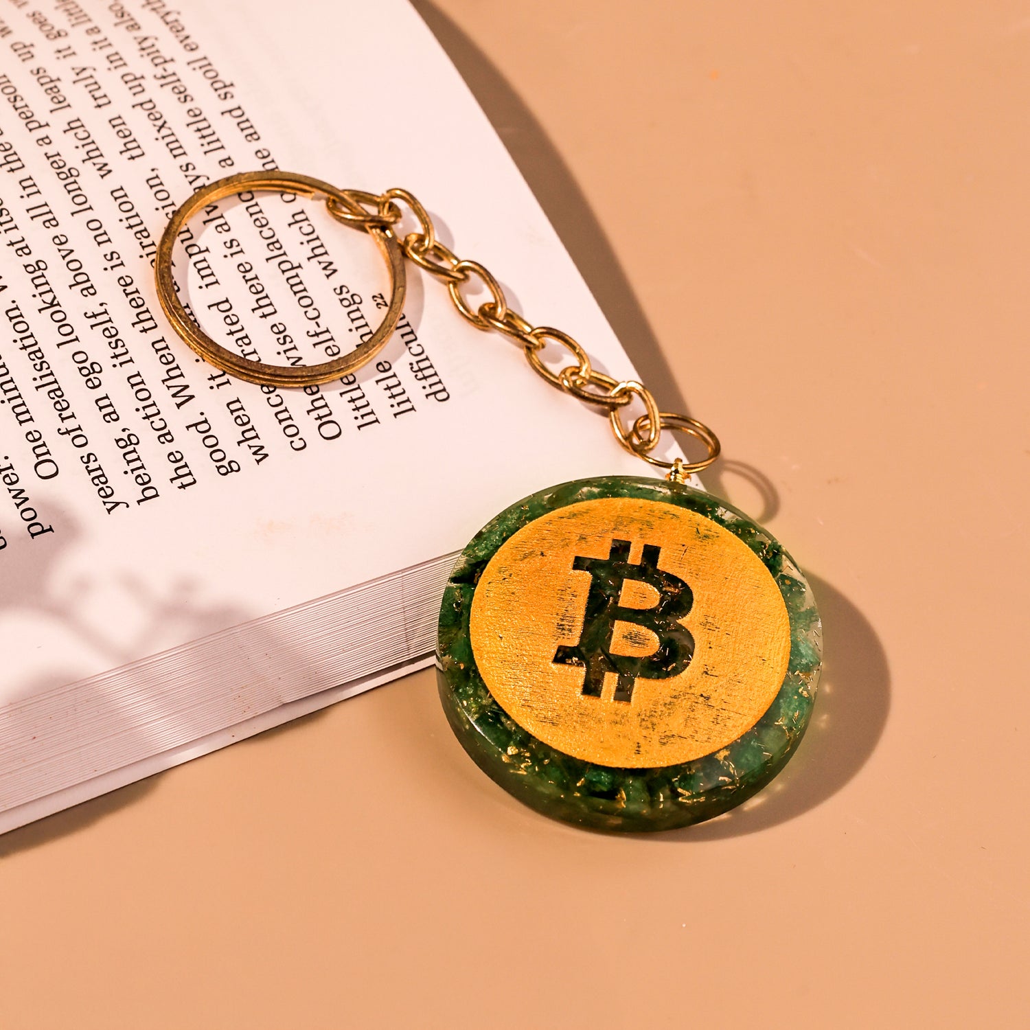 Bitcoin Green Jade Keychain - Abhimantrit