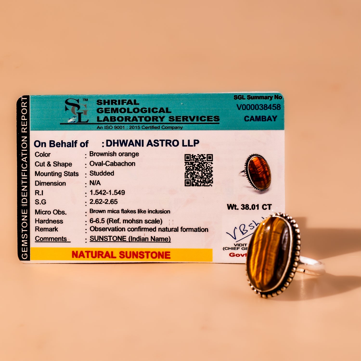 Sunstone Ring - Abhimantrit & Certified