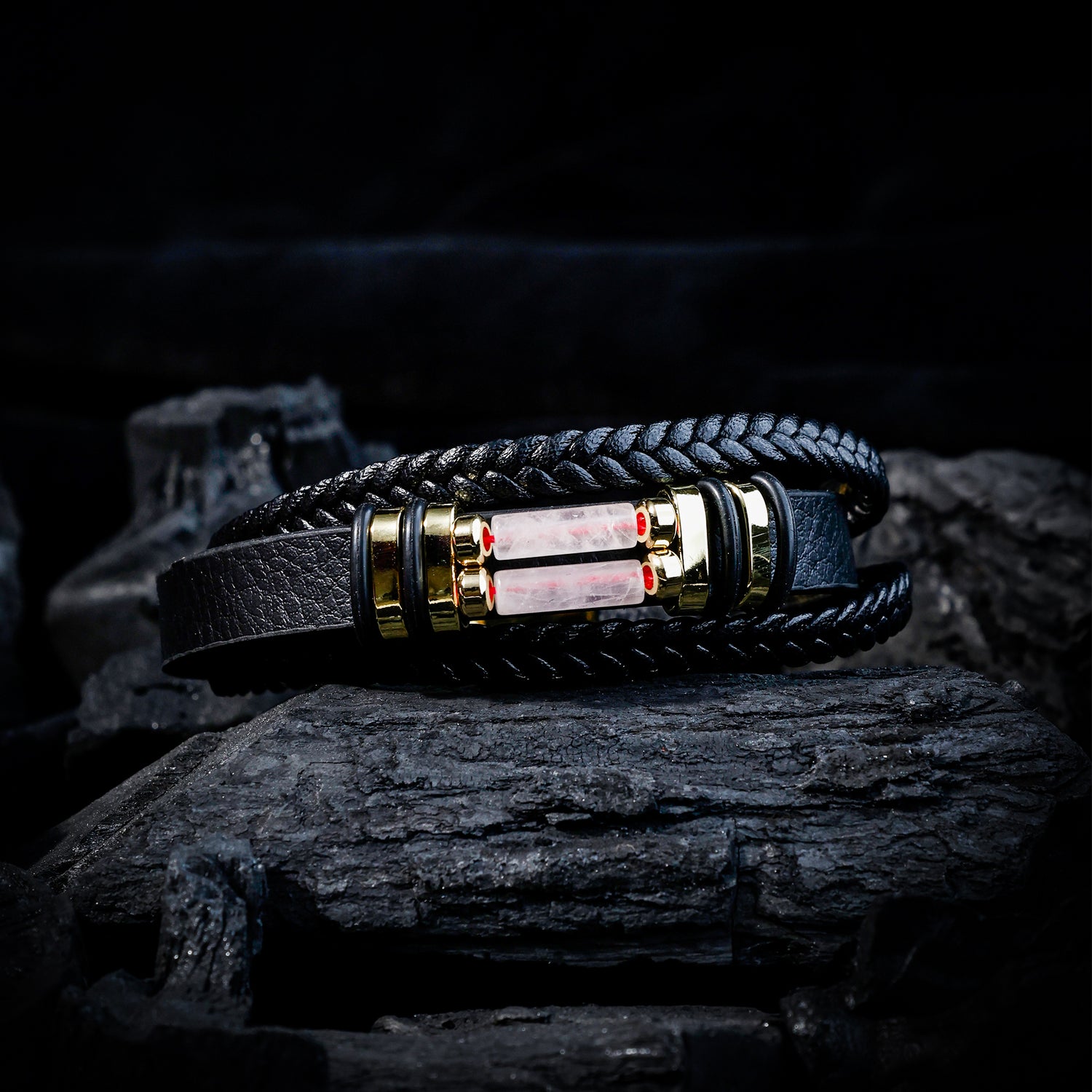 Rose Quartz Leather Bracelet - Abhimantrit