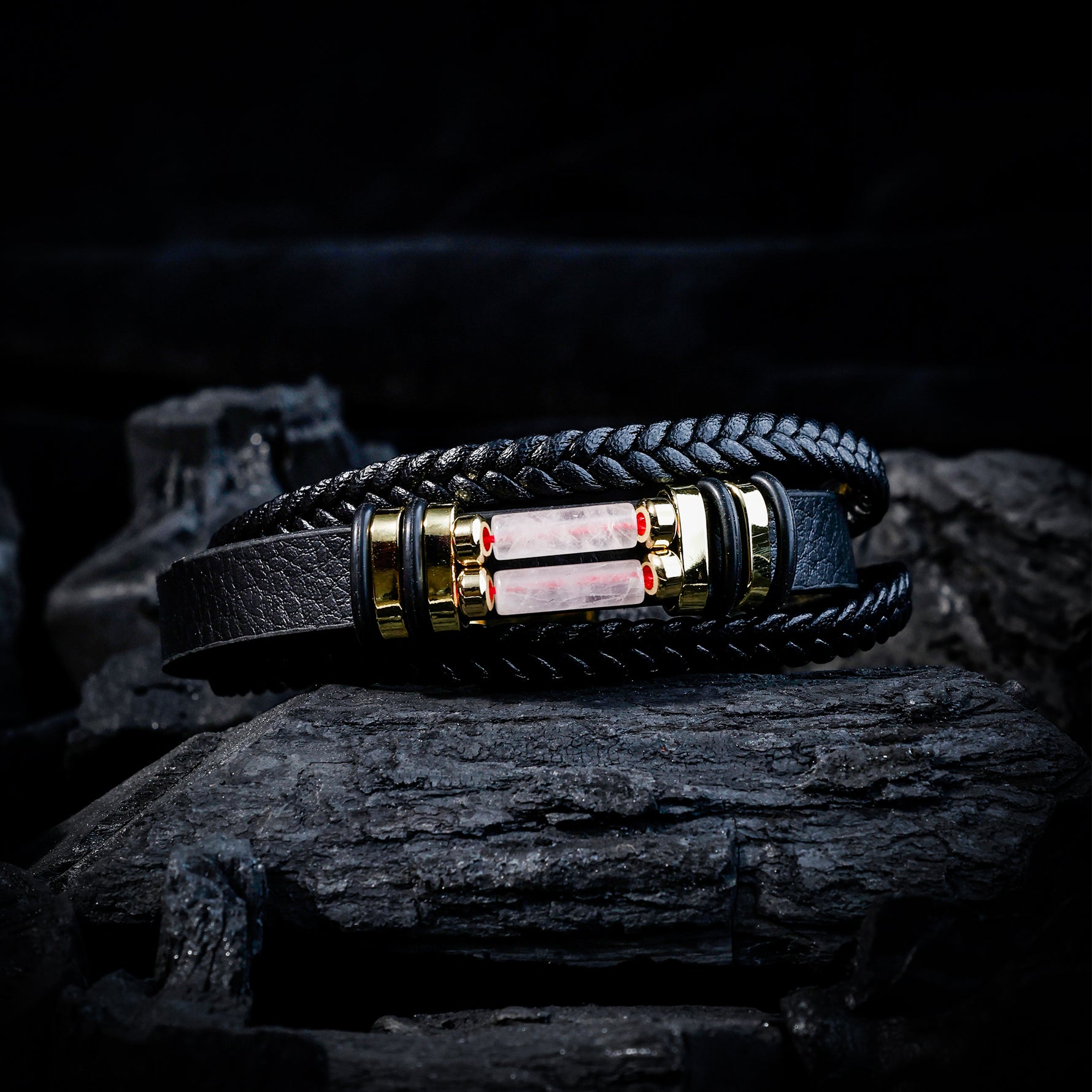 Rose Quartz Leather Bracelet - Abhimantrit