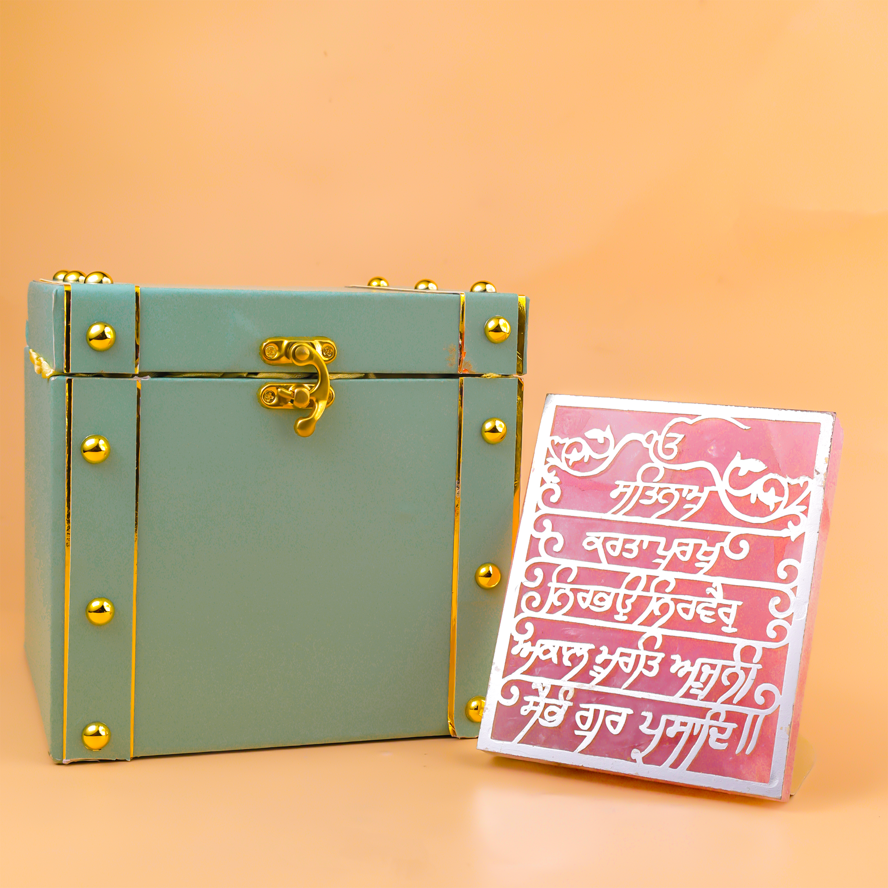 Ik Onkar Mool Mantra Rose Quartz Tealight Holder - Home Decor