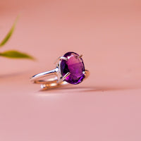 Attract Luck, Enhance Intuition, Improve Health & Skin: Amethyst Ring - Abhimantrit & Certified