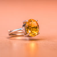 High Financial Status, Success in Job & Profession: Yellow Citrine Ring - Abhimantrit & Certified
