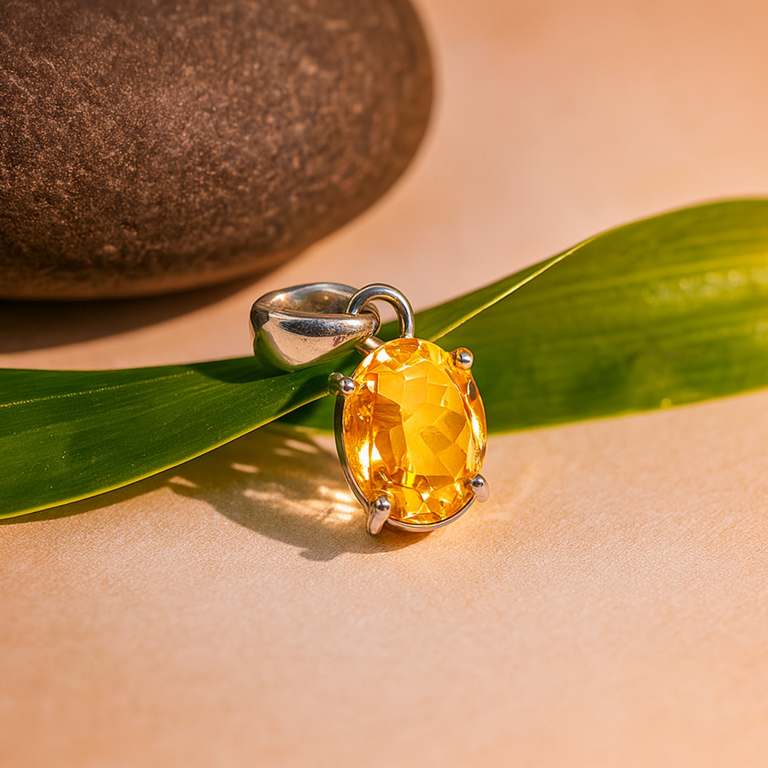 High Financial Status, Success in Job & Profession: Yellow Citrine Pendant - Abhimantrit & Certified