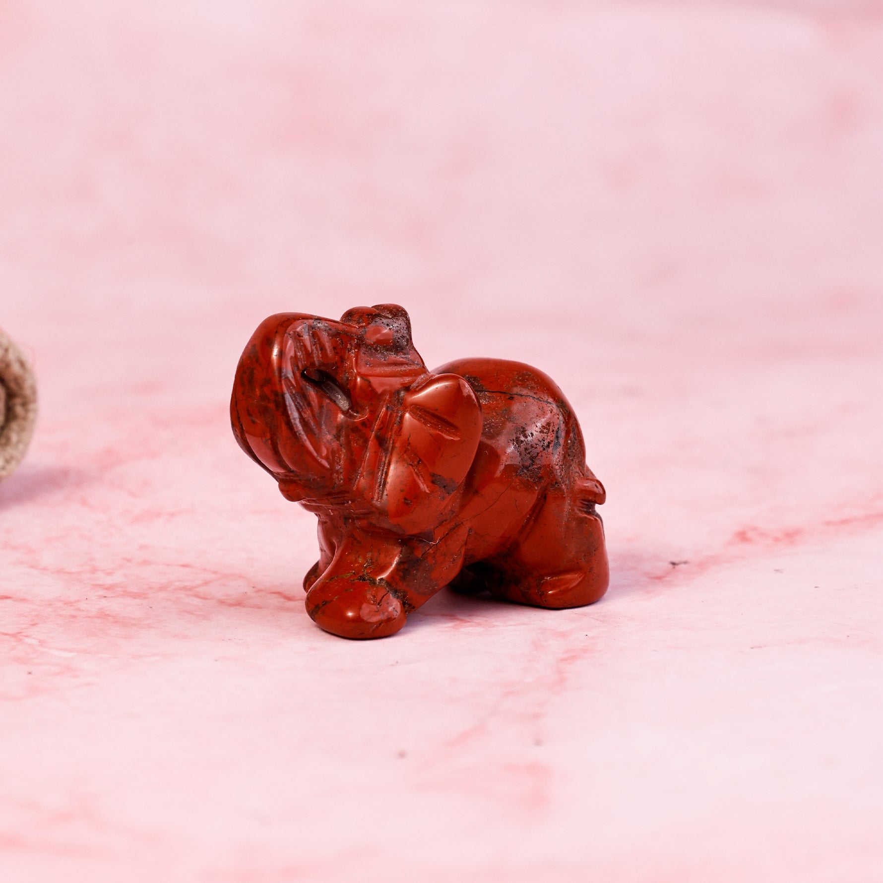 Red Jasper Crystal Elephant - Abhimantrit