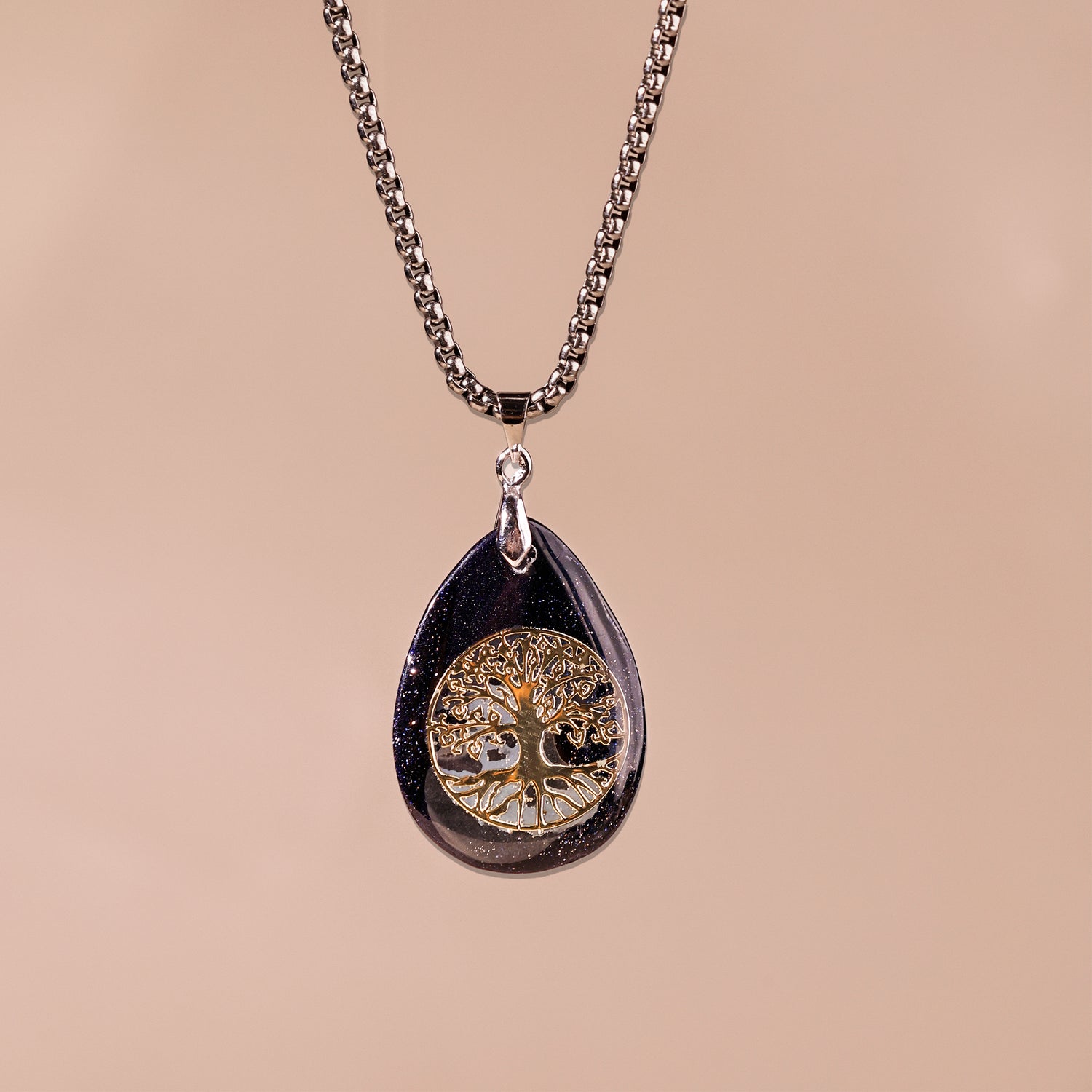 Blue Sunstone Life of Tree Pendant - Abhimantrit & Certified